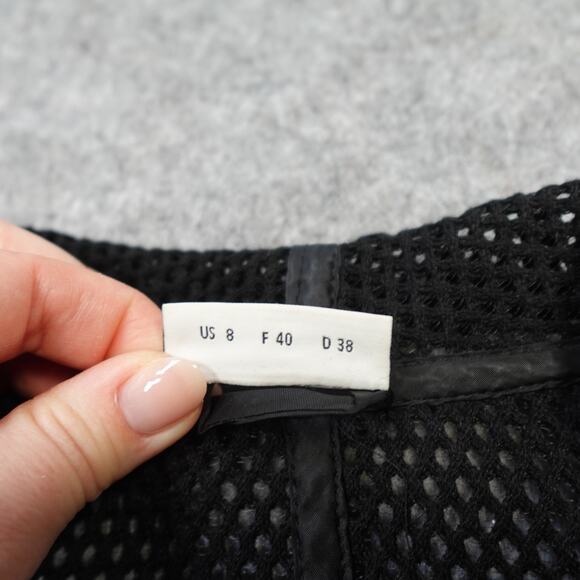 Akris Punto Blazer Womens 8 Mesh Open Knit Moto Zip Black Sheer Jacket - Picture 4 of 11